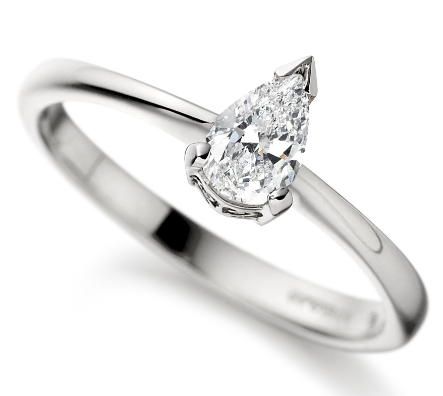 Pear Shape White Gold Diamond Engagement Ring ICD2722 Main Image